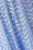 Shimmer Wave Gloss V-Neck Ankle Gown